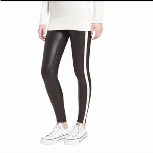 NWT SPANX Faux Leather Leggings for Women Tummy Control Side Stripe XS